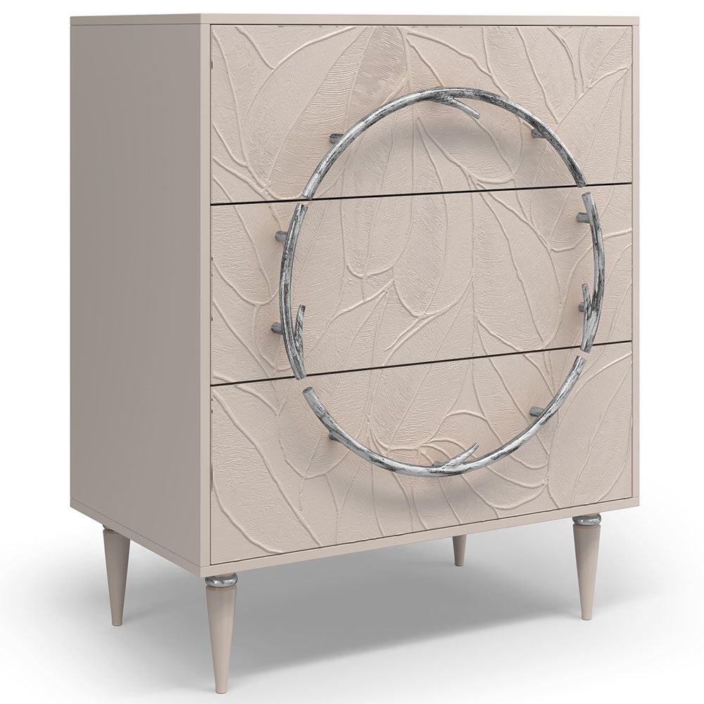 Комод Арт Колор leaves Классик Сильвер с 3 ящиками Серый агат