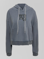 Толстовка Original Design 23508.5 укороченная с капюшоном и карманом кенгуру с надписями спереди