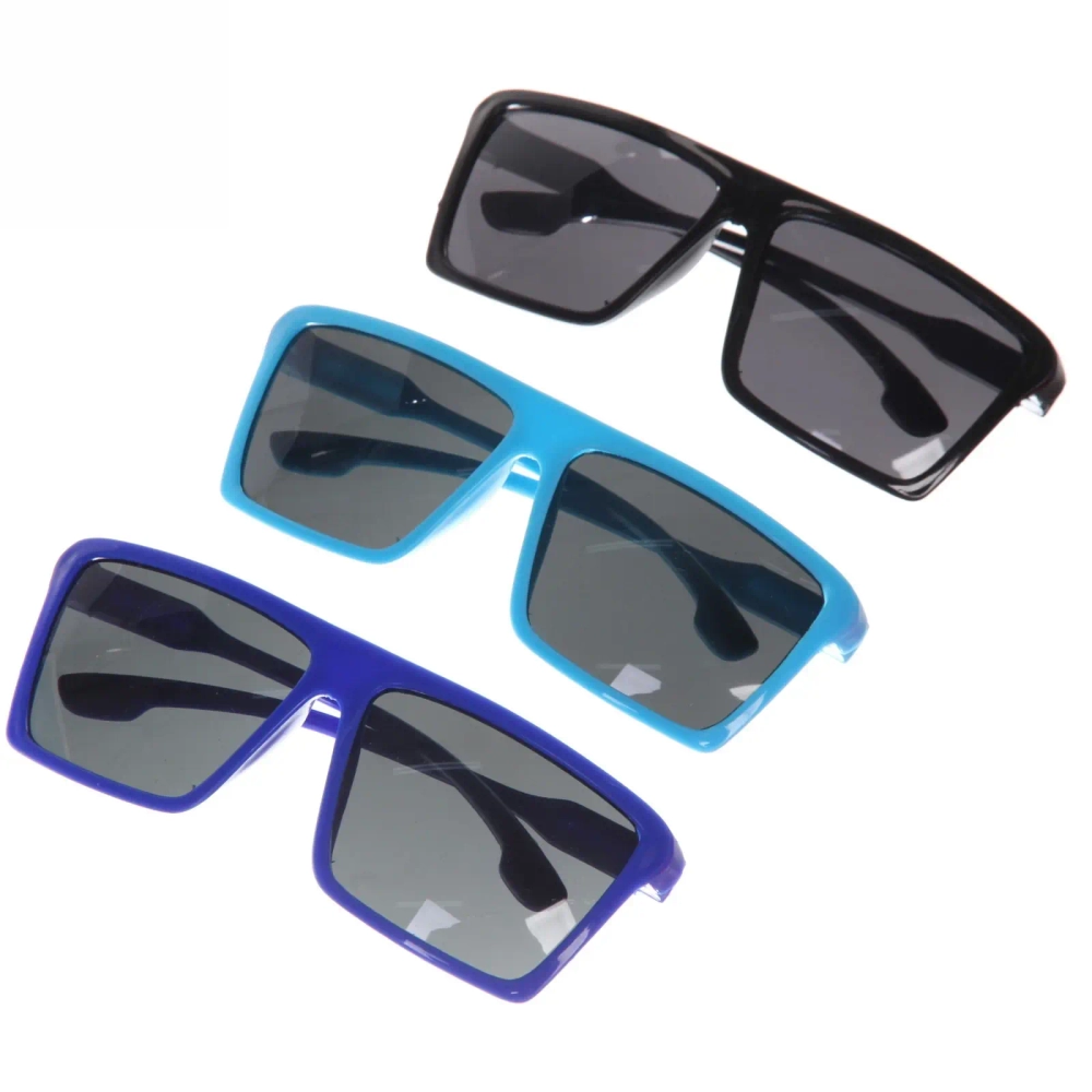 Очки солнцезащитные детские «Мода», однотонные, глянцевые, форма прямоугольная, микс 6 цветов