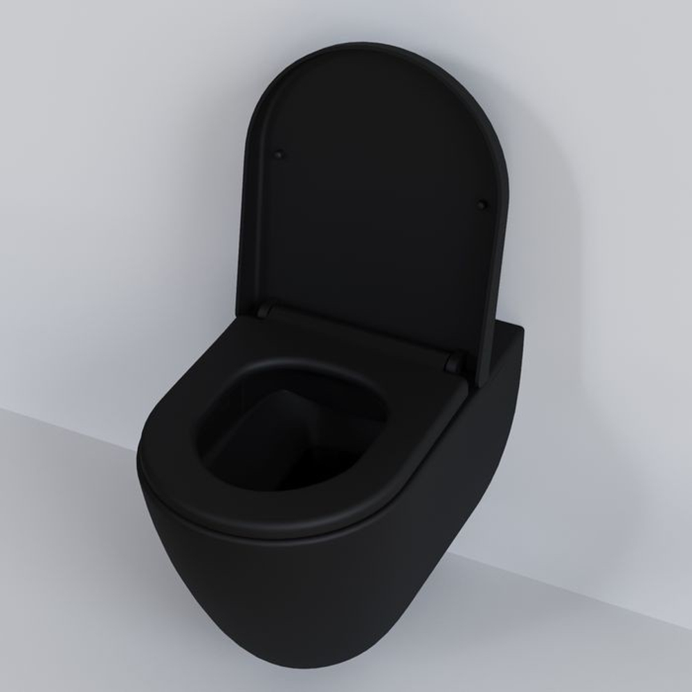 Унитаз Queen 113T20201R (570*360*400) ЧЁРНЫЙ МАТОВЫЙ подвесной БЕЗОБОДКОВЫЙ, 1 место
