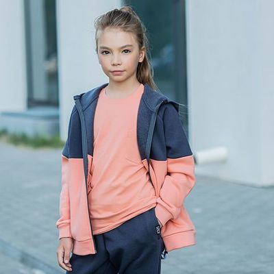 Color block warm sweatshirt for teens - Graphite/Coral