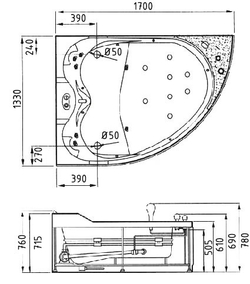 Акриловая ванна Gemy G9086 O L