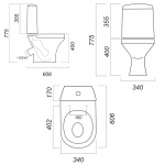 Унитаз-компакт "Аттика" люкс/КОМФОРТ (кос,н/п, 1кн.AlcaPlast/Oliveira,сид.т/пласт с мет.кр) (Sanita)