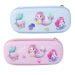 Пенал EVA Alingar, 1 отделение, откидная планка, карман сетка, объемный рисунок, 95 х 210 мм, "Русалочки", микс (голубой, розовый)