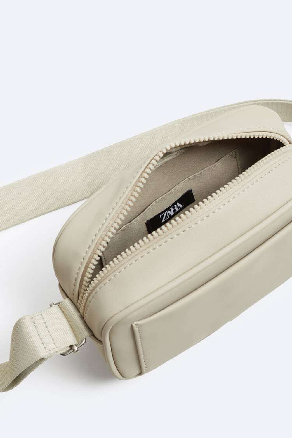 ZARA ПРОРЕЗИНЕННАЯ СУМКА С РЕМНЕМ ЧЕРЕЗ ПЛЕЧО, БЕЖЕВЫЙ