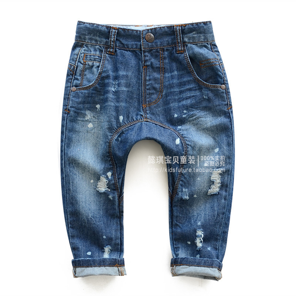 Джинсы детские с потертостями и вареными пятнами