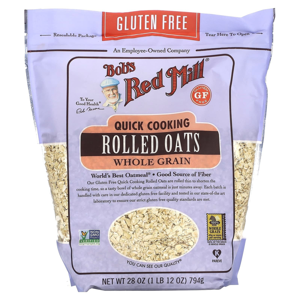 Bob's Red Mill, цельнозерновые овсяные хлопья быстрого приготовления, без глютена, 794 г (28 унций)