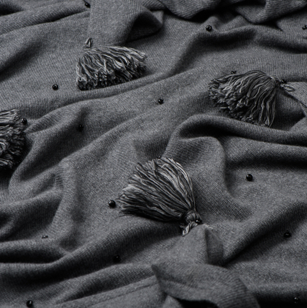 Плед-палантин GRACE STONE Rene Real темно-серый меланж 110x170 см