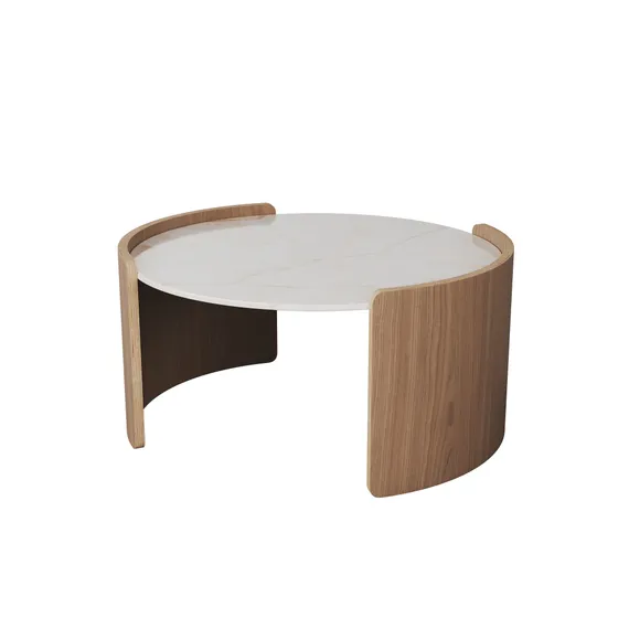 Столик Lagom Stone D 65 см высота 32 см (камень LC, натуральный дуб)