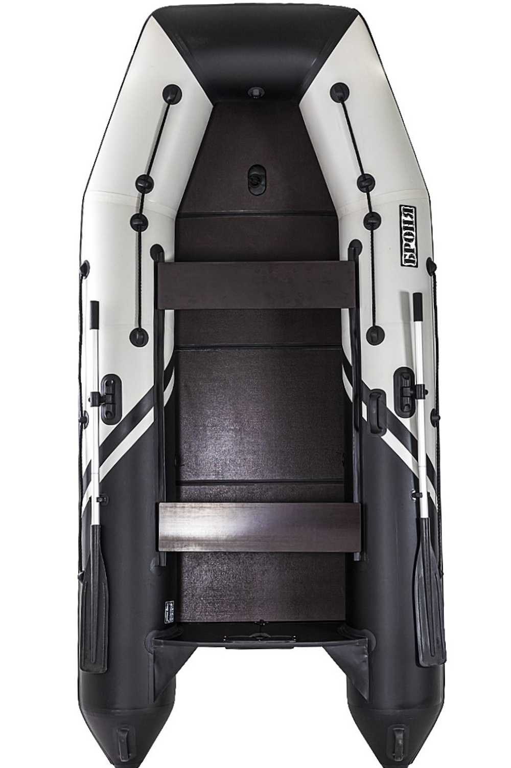 Броня-320 СК слань+киль белый-черный (Лодка ПВХ под мотор с усилением)