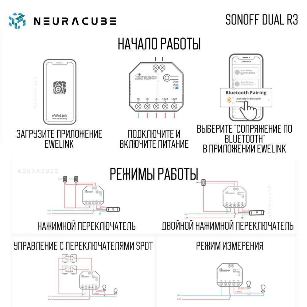 Умное двухканальное WiFi Реле Sonoff DUALR3, 15А/3300Вт (Работает с Алисой)