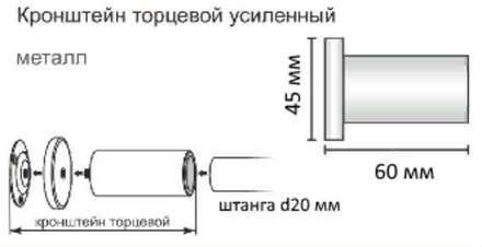 Кронштейн Уют торцевой усиленный металлический для трубы d20 мм