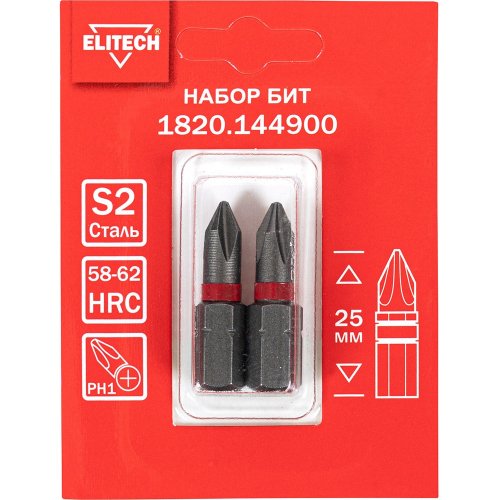 Набор бит ELITECH PH1*25мм 2шт   1820.144900