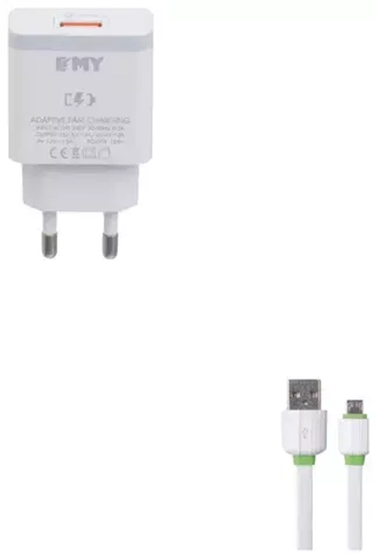 СЗУ Quick Charge с кабелем Type-C 1USB 1.0A EMY MY-A301Q white