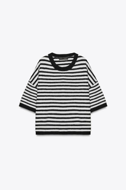 ZARA ДЖЕМПЕР ИЗ 100% ШЕРСТИ В ПОЛОСКУ, ПОЛОСКИ