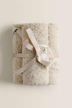 ZARA HOME ХЛОПКОВОЕ ПОЛОТЕНЦЕ (НАБОР ИЗ 3 ШТУК), ПЕСОЧНЫЙ