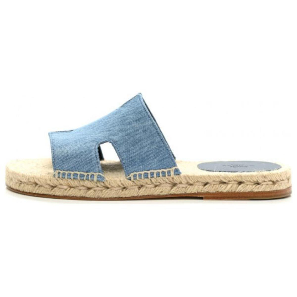 Hermes Antigua Straw Shoes Slippers Fashion Sandals Men's Denim Blue, H221833ZH CB