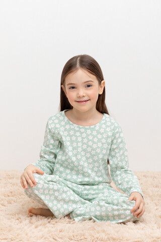 Пижама  для девочки  К 1622/дымчатый нефрит,сакура