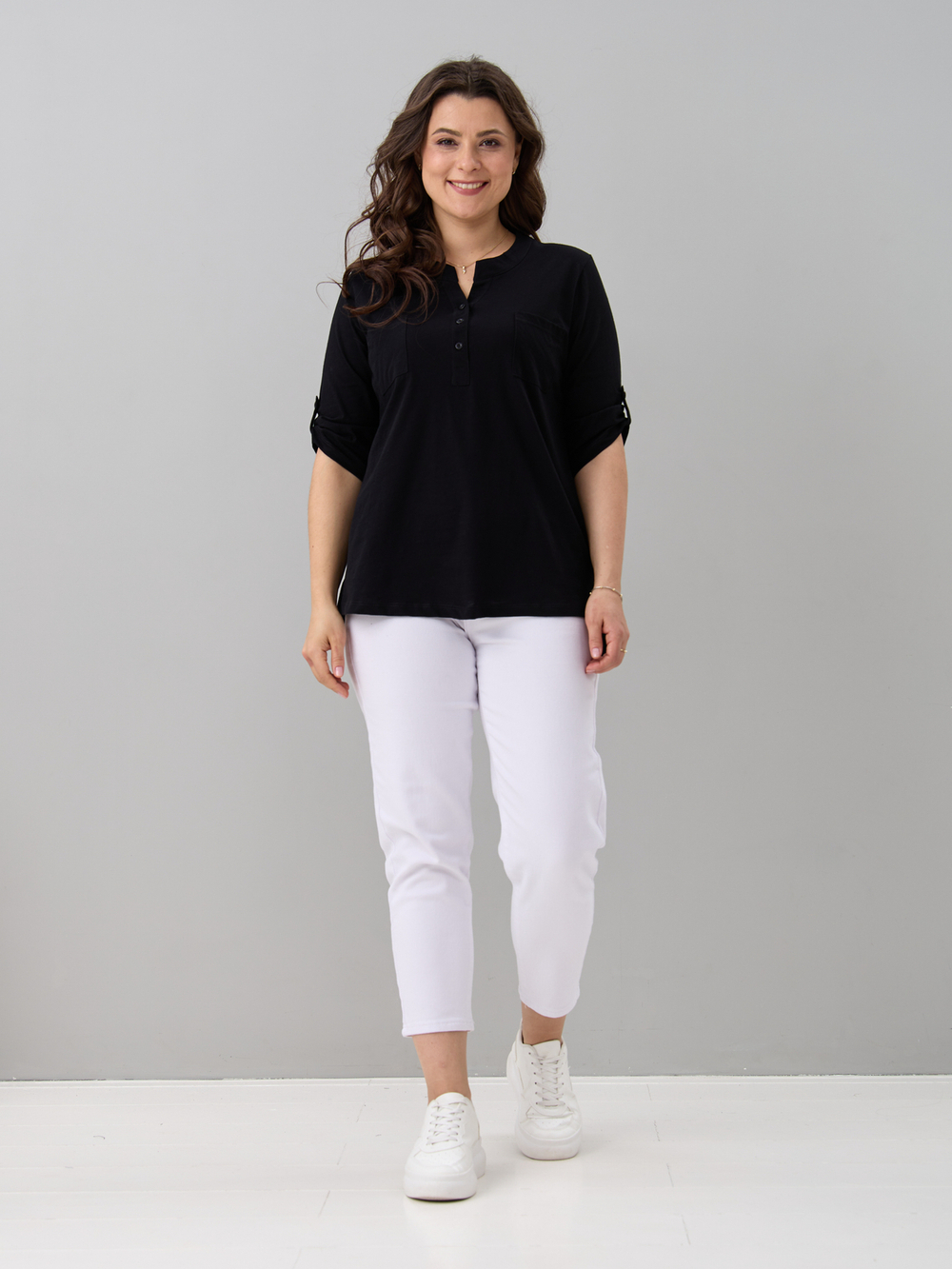 Блузка БЛ-131/фламли-черный