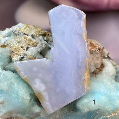 44749 Агат голубой Сапфирин Бусина срез 35-40мм