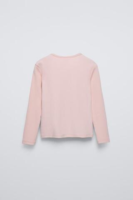 ZARA ФУТБОЛКА В РУБЧИК С ЦВЕТОЧНЫМ ПРИНТОМ, РОЗОВЫЙ