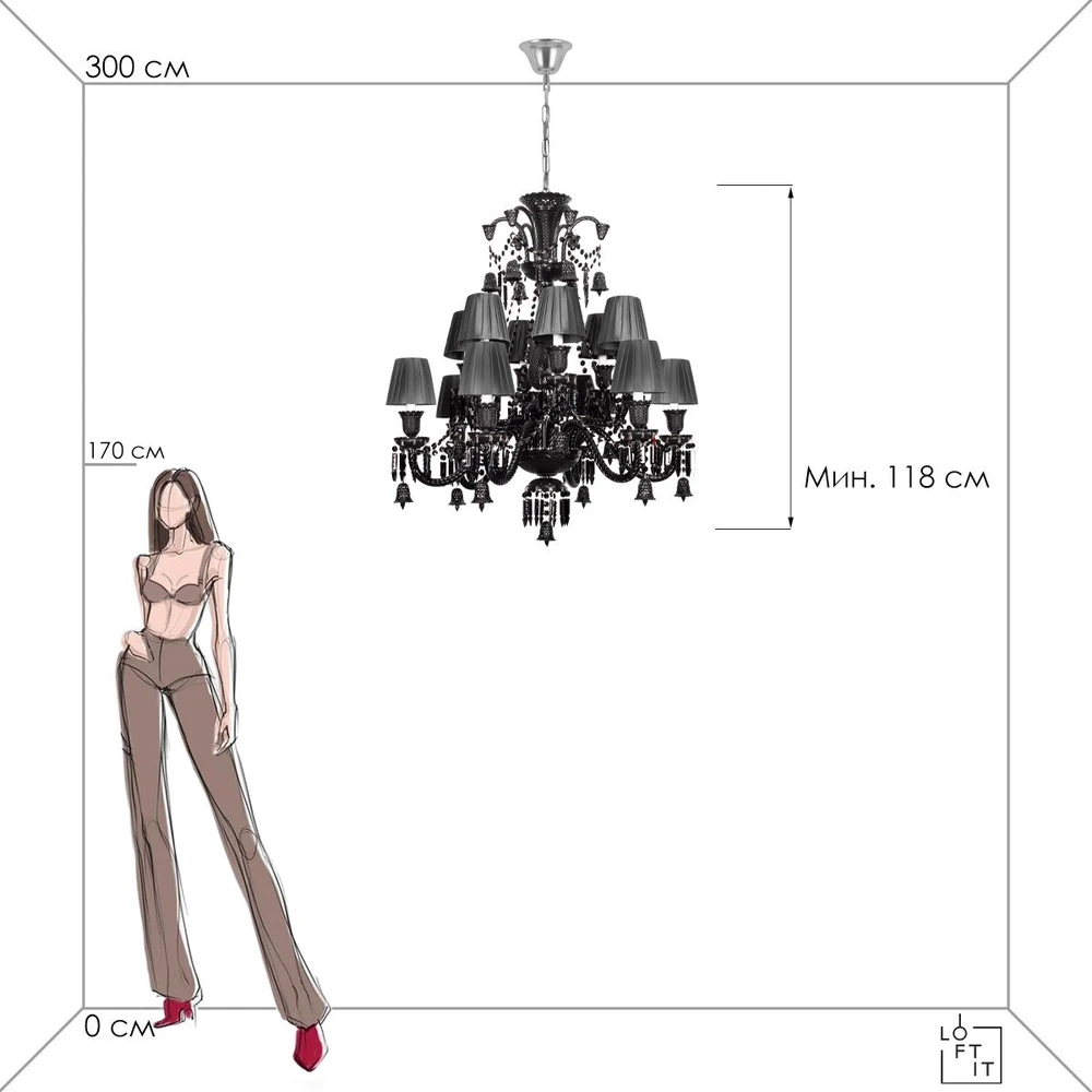 Подвесная люстра Loft It ZENITH 10210/12 Black