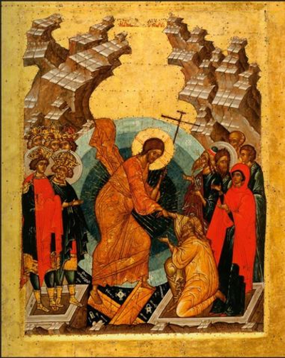 Воскресение Христово ("Сошествие Христа во ад") деревянная икона на левкасе