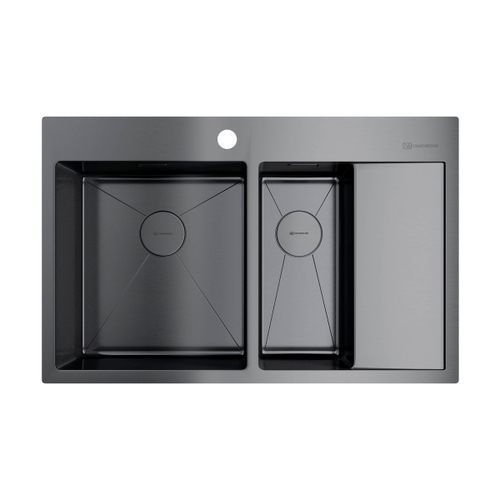 кухонная мойка Omoikiri Akisame 78-2-L-GM нерж. сталь/вороненая сталь