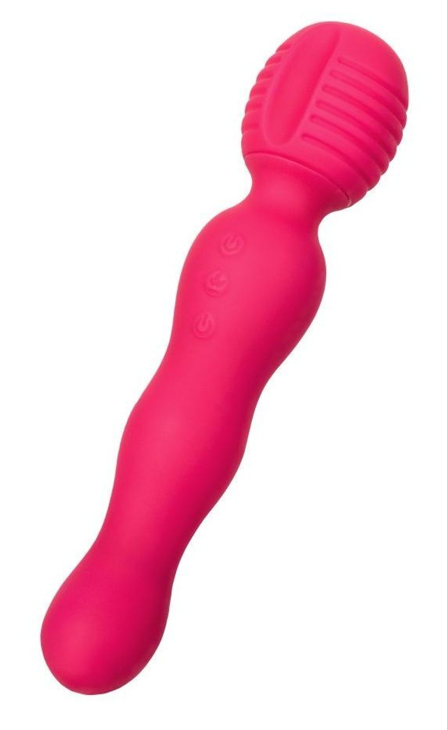 Розовый двусторонний вибратор с подогревом All-In - 21 см.