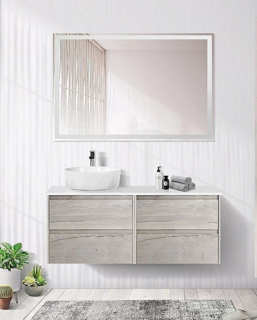 Тумба с раковиной и столешницей BelBagno KRAFT 120 Rovere Galifax Bianco