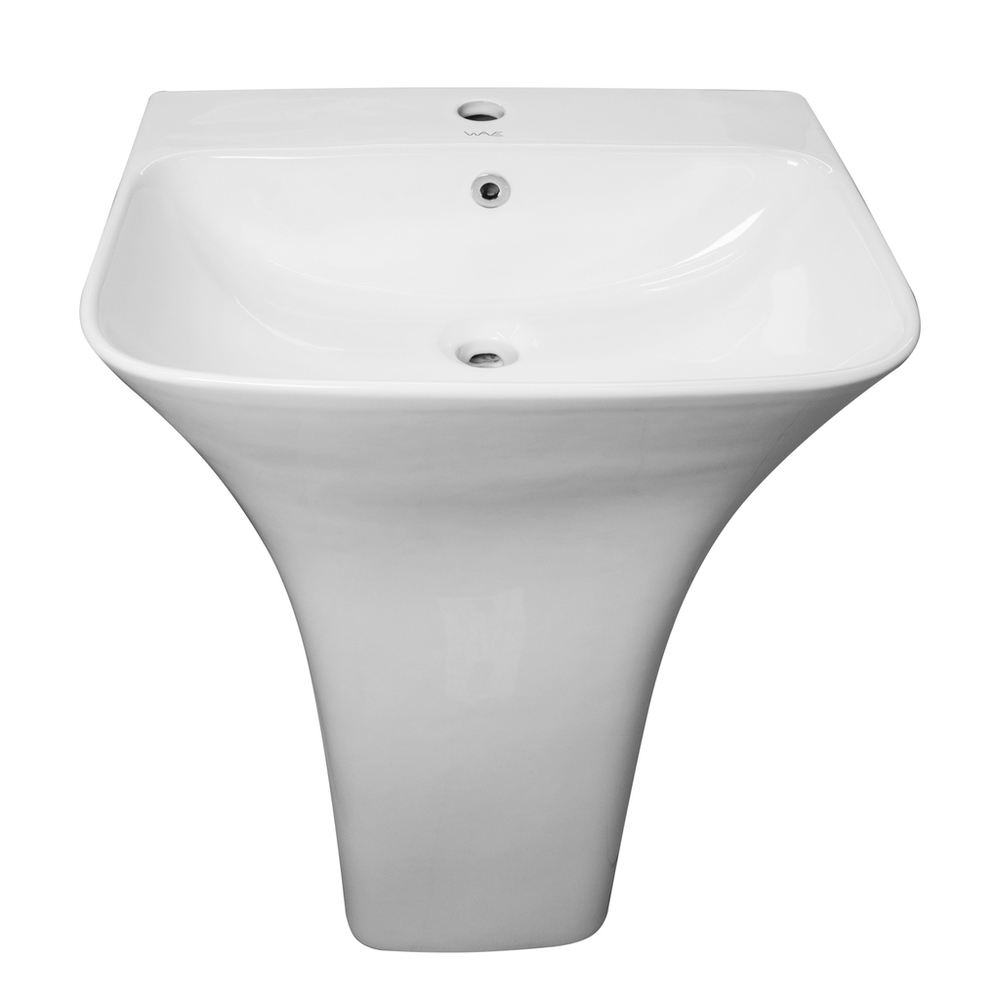 Умывальник-моноблок ELITE1 WAVE 550*435*835 ш*г*в, с хром переливом, белый, прямоуг