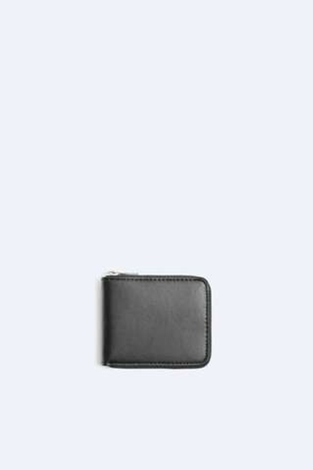 ZARA БУМАЖНИК С КОШЕЛЬКОМ ДЛЯ МОНЕТ И ЗАСТЕЖКОЙ-МОЛНИЕЙ, ЧЕРНЫЙ
