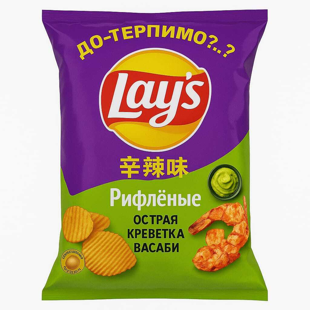 Чипсы картофельные LAY'S Famin Hot рифленые острая креветка васаби 105 гр