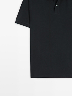 Massimo Dutti Поло из рельефного хлопка, темно-синий