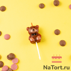 Свеча для торта «Мишка» (бурый, 7 см)