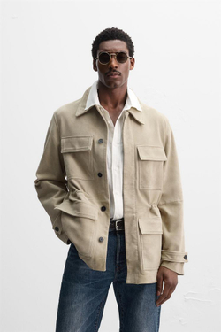 ZARA ЗАМШЕВАЯ ПАРКА С КАРМАНАМИ - LIMITED EDITION, БЕЖЕВЫЙ