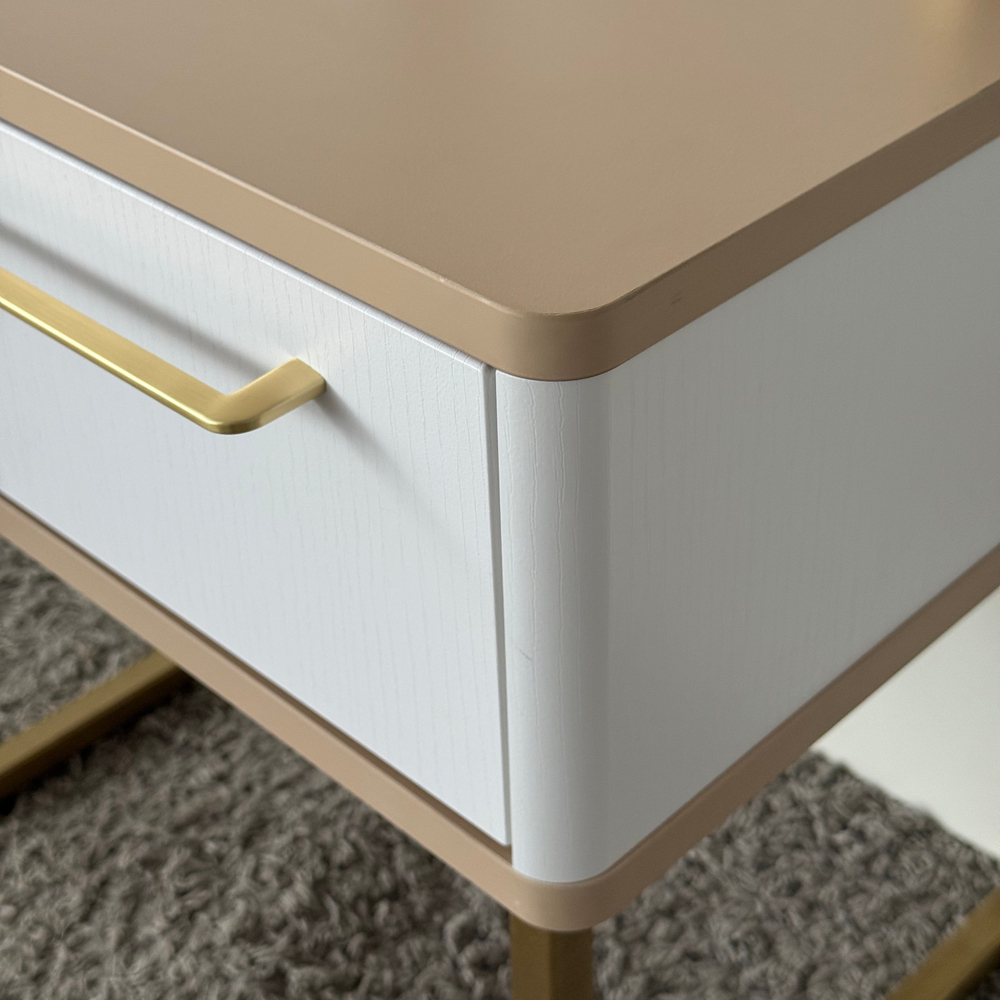 Тумба прикроватная на ножках ROYAL 5201 эко (Макиато-Золото-р.золото)