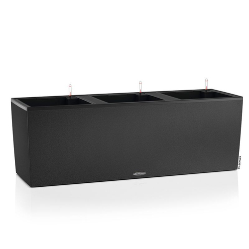 Кашпо Lechuza "Trio Stone Complete graphite black" (пластик), 100x32xH34 см