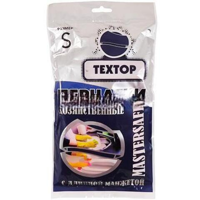 Перчатки резиновые С ДЛИННОЙ МАНЖЕТОЙ "Textop" S (1 пара) (1/72 шт.) Т101