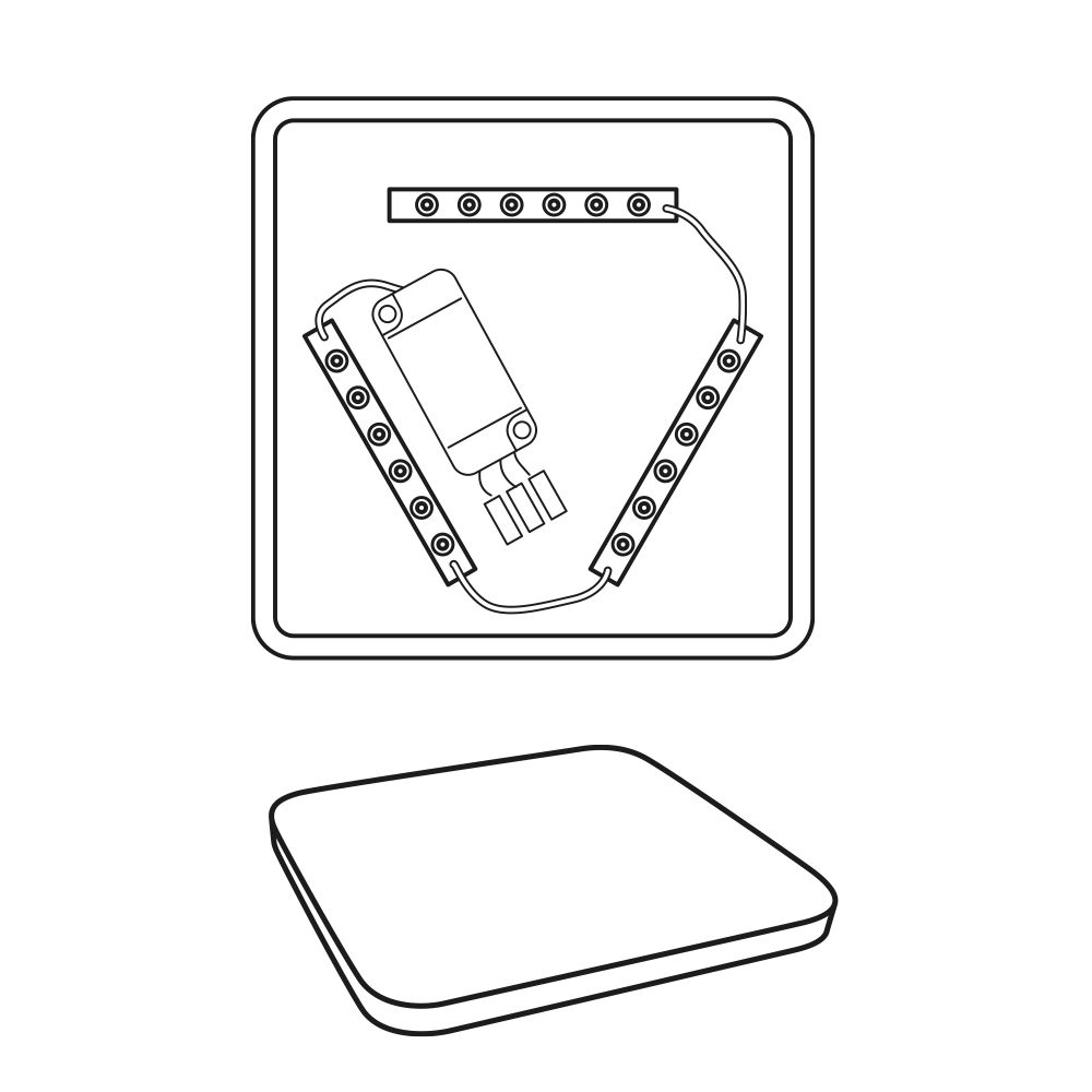 ULI-B322 24W-4000K-32 QUATRO-2 Светильник светодиодный накладной. Белый свет 4000K. 320Х320х60 мм. Корпус белый. ТМ Uniel