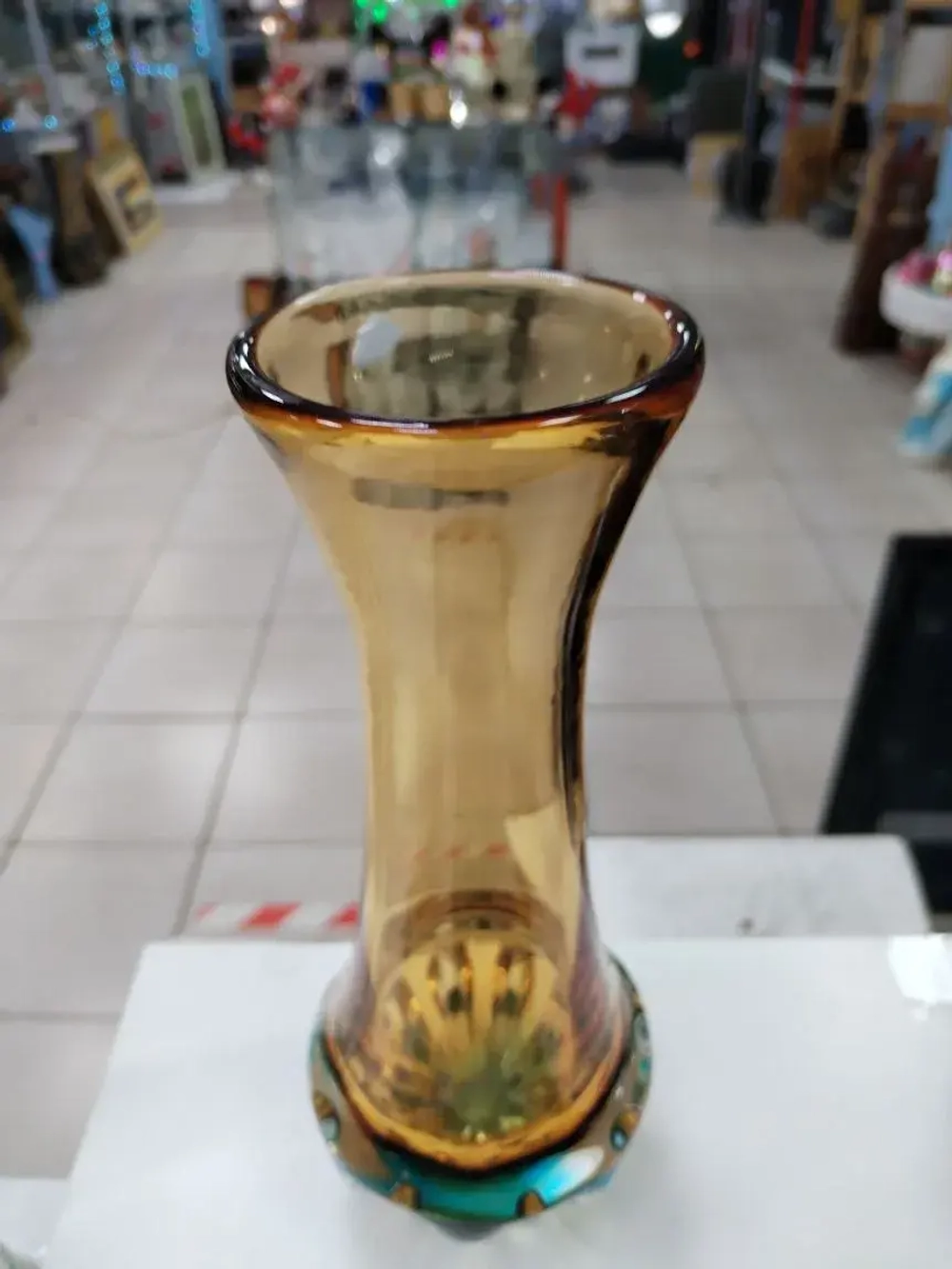 Ваза для цветов. Цветное гутное стекло.СССР.