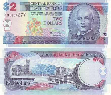 Барбадос 2 доллар 2000 Площадь национальных героев UNC