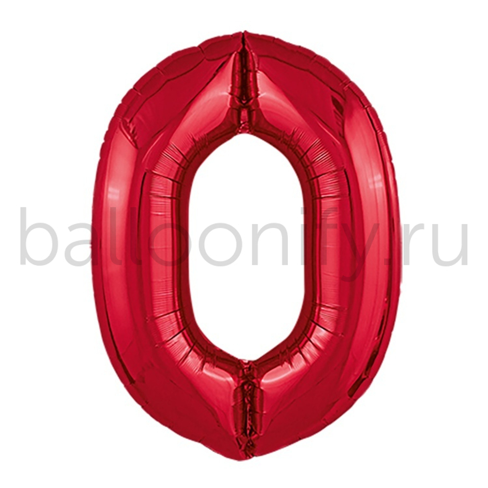 Шар ЦИФРА 0 Металлик Red 40" 102 см