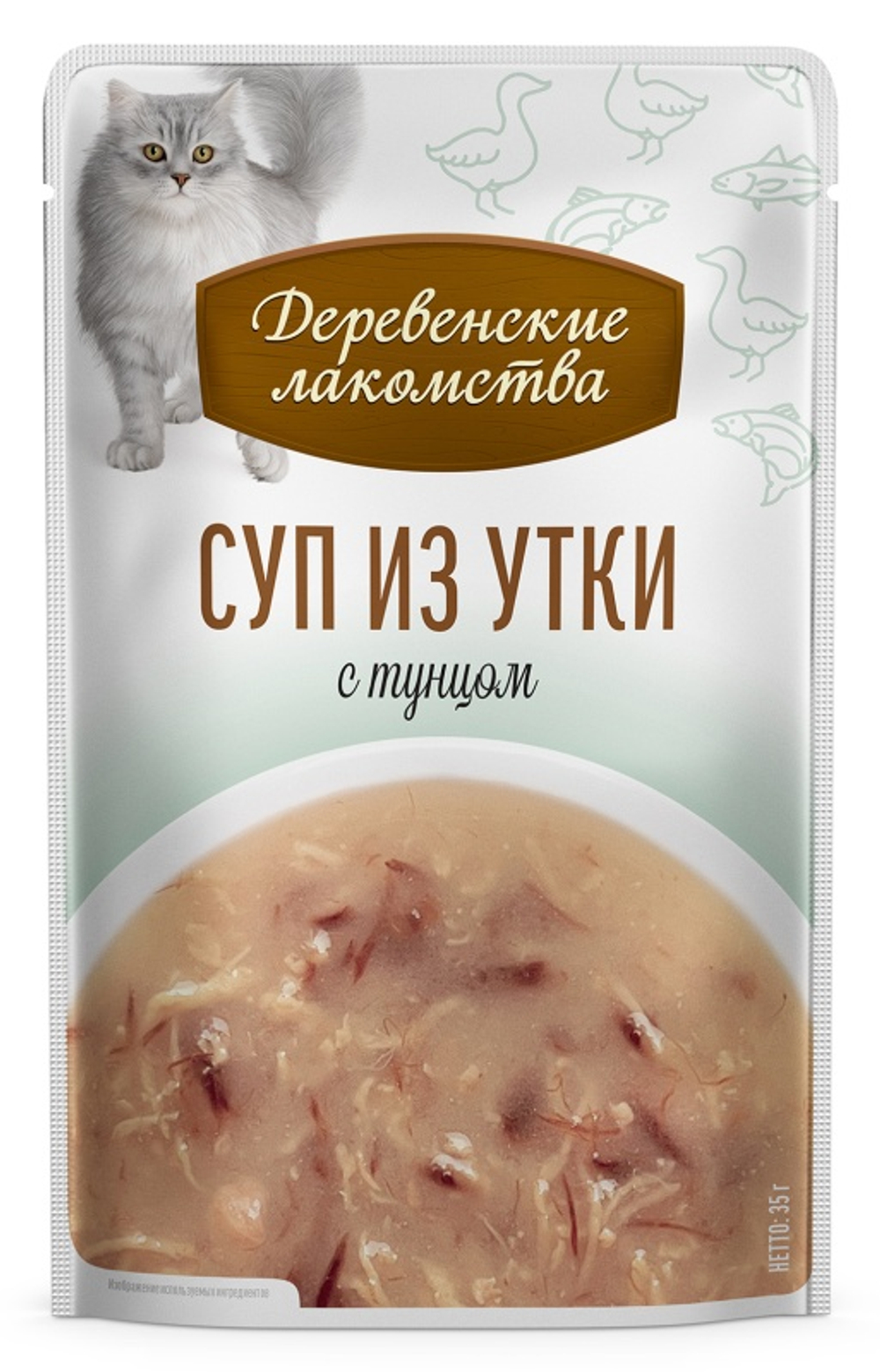 ДЕРЕВЕНСКИЕ ЛАКОМСТВА Пауч для кошек суп из утки с тунцом 0,035 кг