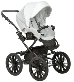 Детская коляска Indigo Porto Classic 14 2 в 1 Po 02 св.серая кожа+св.серый лен