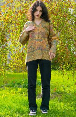 Шерстяной жакет "Барочная фантазия", по мотивам серии гобеленов XVII века "Времена года, Четыре стихии"