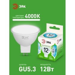 Лампа светодиодная ЭРА GREEN LINE LED MR16-12W-840-GU5.3 GL 12Вт софит яркий белый свет GU5.3