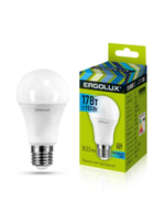 Лампа светодиодная Ergolux LED, 17W155, тип А "груша", E27, 4500К, холодный свет, 30000ч