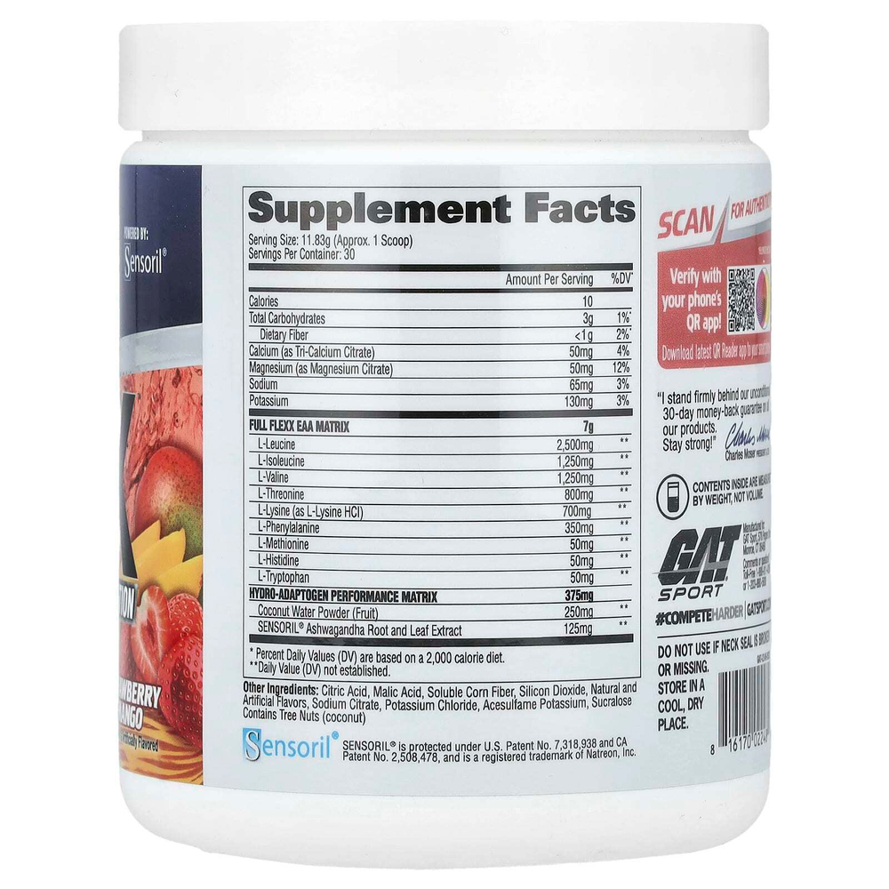 GAT, Flexx EAA + Hydration, клубника и манго, 354,9 г (12,5 унции)