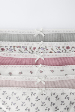 ZARA НАБОР ИЗ ШЕСТИ ТРУСОВ С ЦВЕТОЧНЫМ ПРИНТОМ, РОЗОВЫЙ